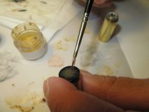 Step 5: Starting to paint iris to match fellow eye.